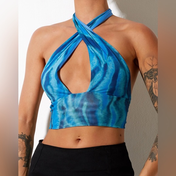 NWT Motel Rocks Tie Halter Top - Picture 3 of 6